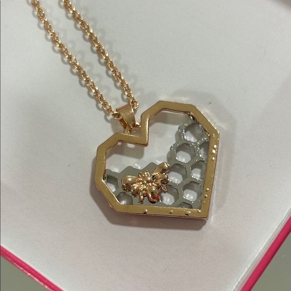 Heart with Bee & Honeycomb Necklace - Picture 3 of 9